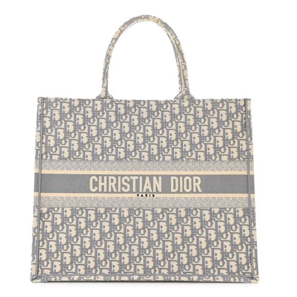 Christian Dior Oblique Monogram Canvas Large Book Tote Bag Gray Blue - Picture 1 of 10
